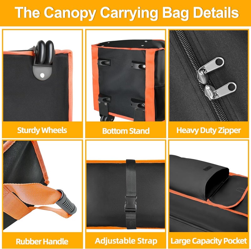 Amerbro 10 x 10 x 52in Canopy Bag Replacement for 10 x 10 Pop Up Canopy Tent with Roller Wheels - Canopy Carrying Bag with Handles - Pop Up Canopy Replacement Parts - 600D Waterproof Oxford Fabric - Image 3